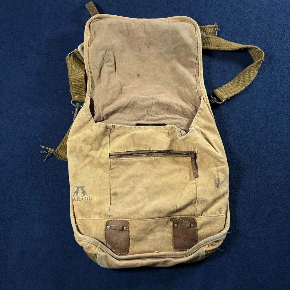 Kakadu Traders Australia Canvas Messenger Bag Leather Trim Outback Satchel Field
